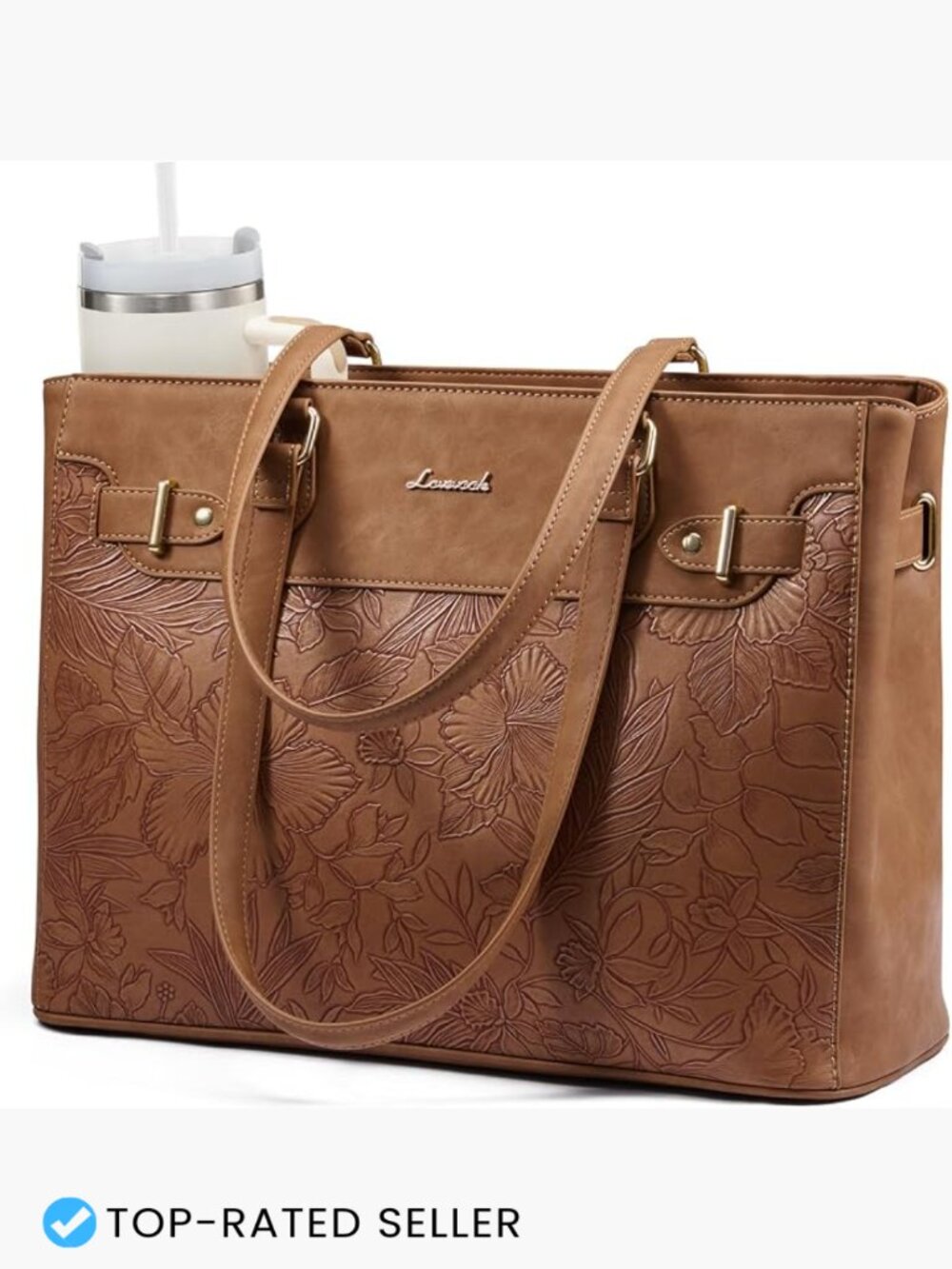 Waterproof Laptop Tote Bag with Cup Holder Work Teacher Women's Large Capacity